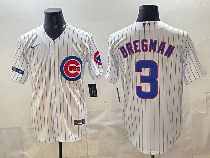 Men 2026 Chicago Cubs #3 Bregman White Stripe Game Nike MLB Jersey style 001